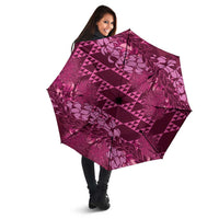 Pink Aloha Hawaii Umbrella Hawaiian Kakau Ohia Lehua Lei - Polynesian Pride