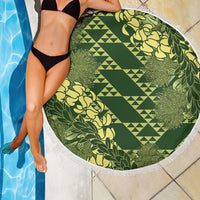 Green Aloha Hawaii Beach Blanket Hawaiian Kakau Ohia Lehua Lei - Polynesian Pride