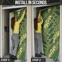 Green Aloha Hawaii Door Cover Hawaiian Kakau Ohia Lehua Lei - Polynesian Pride
