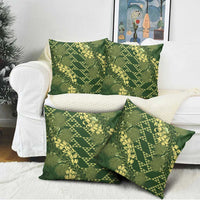 Green Aloha Hawaii Pillow Cover Hawaiian Kakau Ohia Lehua Lei - Polynesian Pride