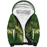 Green Aloha Hawaii Sherpa Hoodie Hawaiian Kakau Ohia Lehua Lei - Polynesian Pride