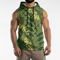 Green Aloha Hawaii Sleeveless Hoodie Hawaiian Kakau Ohia Lehua Lei - Polynesian Pride