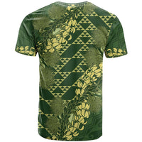 Green Aloha Hawaii T Shirt Hawaiian Kakau Ohia Lehua Lei - Polynesian Pride