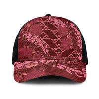 Maroon Aloha Hawaii Baseball Net Cap Hawaiian Kakau Ohia Lehua Lei - Polynesian Pride