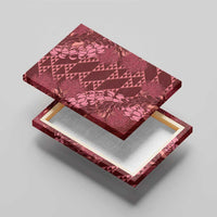 Maroon Aloha Hawaii Canvas Wall Art Hawaiian Kakau Ohia Lehua Lei - Polynesian Pride