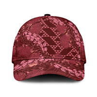Maroon Aloha Hawaii Classic Cap Hawaiian Kakau Ohia Lehua Lei - Polynesian Pride