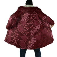 Maroon Aloha Hawaii Cloak Hawaiian Kakau Ohia Lehua Lei - Polynesian Pride