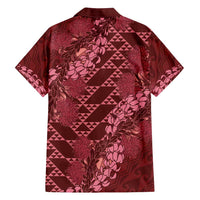 Maroon Aloha Hawaii Family Matching Long Sleeve Bodycon Dress and Hawaiian Shirt Hawaiian Kakau Ohia Lehua Lei LT14 - Polynesian Pride