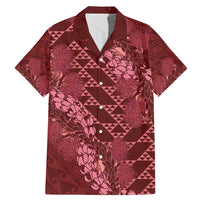 Maroon Aloha Hawaii Family Matching Mermaid Dress and Hawaiian Shirt Hawaiian Kakau Ohia Lehua Lei LT14 Dad's Shirt - Short Sleeve Maroon - Polynesian Pride