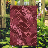 Maroon Aloha Hawaii Garden Flag Hawaiian Kakau Ohia Lehua Lei - Polynesian Pride