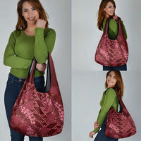 Maroon Aloha Hawaii Grocery Bag Hawaiian Kakau Ohia Lehua Lei - Polynesian Pride