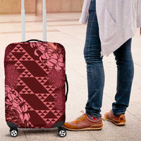 Maroon Aloha Hawaii Luggage Cover Hawaiian Kakau Ohia Lehua Lei - Polynesian Pride