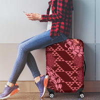 Maroon Aloha Hawaii Luggage Cover Hawaiian Kakau Ohia Lehua Lei - Polynesian Pride