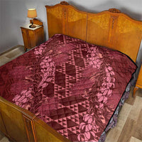 Maroon Aloha Hawaii Quilt Hawaiian Kakau Ohia Lehua Lei - Polynesian Pride