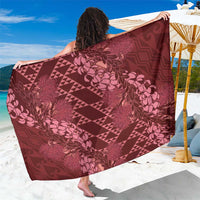 Maroon Aloha Hawaii Sarong Hawaiian Kakau Ohia Lehua Lei - Polynesian Pride