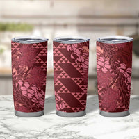 Maroon Aloha Hawaii Tumbler Cup Hawaiian Kakau Ohia Lehua Lei - Polynesian Pride