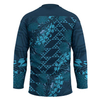 Naval Night Aloha Hawaii Hockey Jersey Hawaiian Kakau Ohia Lehua Lei - Polynesian Pride