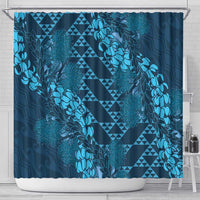 Naval Night Aloha Hawaii Shower Curtain Hawaiian Kakau Ohia Lehua Lei - Polynesian Pride