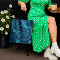 Naval Night Aloha Hawaii Tote Bag Hawaiian Kakau Ohia Lehua Lei - Polynesian Pride