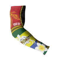 Personalised PNG Morobe Provins Arm Sleeves Papua New Guinea Plumeria Melanesian Pattern - Polynesian Pride