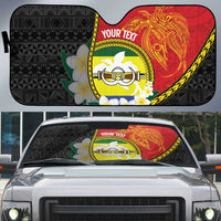 Personalised PNG Morobe Provins Auto Sun Shade Papua New Guinea Plumeria Melanesian Pattern - Polynesian Pride