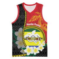 Personalised PNG Morobe Provins Basketball Jersey Papua New Guinea Plumeria Melanesian Pattern - Polynesian Pride