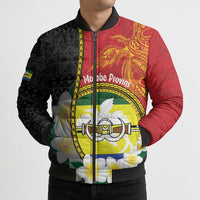 Personalised PNG Morobe Provins Bomber Puffer Jacket Papua New Guinea Plumeria Melanesian Pattern - Polynesian Pride