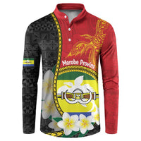Personalised PNG Morobe Provins Button Sweatshirt Papua New Guinea Plumeria Melanesian Pattern - Polynesian Pride