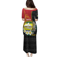 Personalised PNG Morobe Provins Family Matching Puletasi and Hawaiian Shirt Papua New Guinea Plumeria Melanesian Pattern - Polynesian Pride