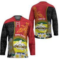 Personalised PNG Morobe Provins Hockey Jersey Papua New Guinea Plumeria Melanesian Pattern - Polynesian Pride