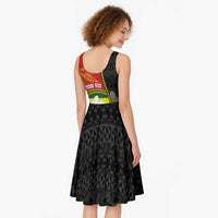 Personalised PNG Morobe Provins Midi Dress Papua New Guinea Plumeria Melanesian Pattern - Polynesian Pride