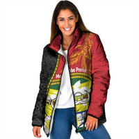 Personalised PNG Morobe Provins Padded Jacket Papua New Guinea Plumeria Melanesian Pattern - Polynesian Pride