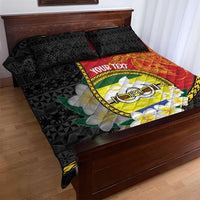 Personalised PNG Morobe Provins Quilt Bed Set Papua New Guinea Plumeria Melanesian Pattern - Polynesian Pride