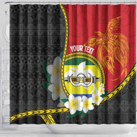 Personalised PNG Morobe Provins Shower Curtain Papua New Guinea Plumeria Melanesian Pattern - Polynesian Pride