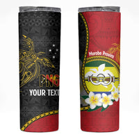 Personalised PNG Morobe Provins Skinny Tumbler Papua New Guinea Plumeria Melanesian Pattern - Polynesian Pride
