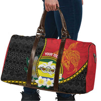 Personalised PNG Morobe Provins Travel Bag Papua New Guinea Plumeria Melanesian Pattern - Polynesian Pride