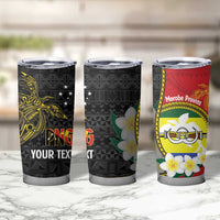 Personalised PNG Morobe Provins Tumbler Cup Papua New Guinea Plumeria Melanesian Pattern - Polynesian Pride