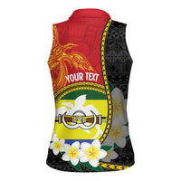Personalised PNG Morobe Provins Women Sleeveless Polo Shirt Papua New Guinea Plumeria Melanesian Pattern - Polynesian Pride