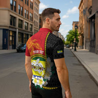 Personalised PNG Morobe Provins Zipper Polo Shirt Papua New Guinea Plumeria Melanesian Pattern - Polynesian Pride