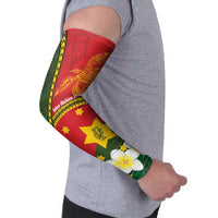 Personalised PNG Isten Hailans Provins Arm Sleeves Papua New Guinea Plumeria Melanesian Pattern - Polynesian Pride