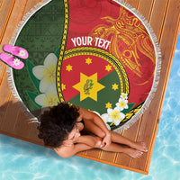 Personalised PNG Isten Hailans Provins Beach Blanket Papua New Guinea Plumeria Melanesian Pattern - Polynesian Pride