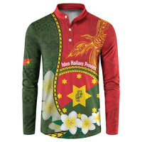 Personalised PNG Isten Hailans Provins Button Sweatshirt Papua New Guinea Plumeria Melanesian Pattern - Polynesian Pride