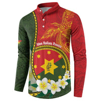 Personalised PNG Isten Hailans Provins Button Sweatshirt Papua New Guinea Plumeria Melanesian Pattern - Polynesian Pride