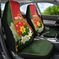 Personalised PNG Isten Hailans Provins Car Seat Cover Papua New Guinea Plumeria Melanesian Pattern LT14 - Polynesian Pride