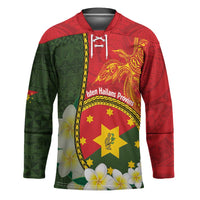 Personalised PNG Isten Hailans Provins Hockey Jersey Papua New Guinea Plumeria Melanesian Pattern LT14 Unisex Green - Polynesian Pride
