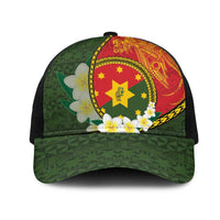 PNG Isten Hailans Provins Mesh Trucker Cap Papua New Guinea Plumeria Melanesian Pattern - Polynesian Pride