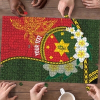 Personalised PNG Isten Hailans Provins Puzzle Papua New Guinea Plumeria Melanesian Pattern - Polynesian Pride