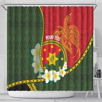 Personalised PNG Isten Hailans Provins Shower Curtain Papua New Guinea Plumeria Melanesian Pattern - Polynesian Pride