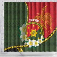 Personalised PNG Isten Hailans Provins Shower Curtain Papua New Guinea Plumeria Melanesian Pattern - Polynesian Pride