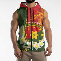 Personalised PNG Isten Hailans Provins Sleeveless Zip Hoodie Papua New Guinea Plumeria Melanesian Pattern LT14 - Polynesian Pride